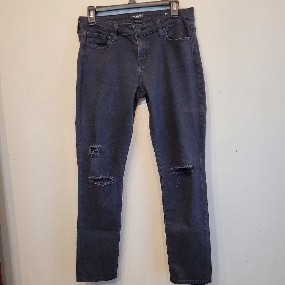 BIG STAR womens black distressed denim jeans, size 28